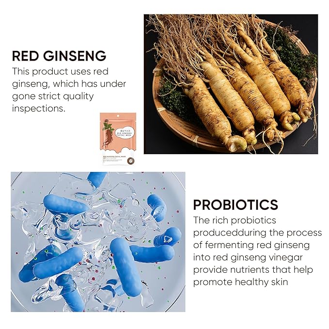 10Pack Sheet Face Masks Skincare for All Skin Types, Moisturizing Hydrating Face Masks Suitable for Sensitive Skin, Red Ginseng Face Masks for Wrinkles, Fine-Lines, Firmness and Elasticity-VivaGrace Women