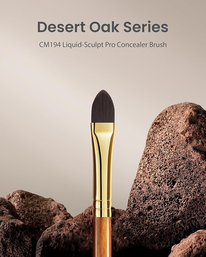 Desert Oak Series Liquid-Sculpt Pro Concealer Brush - Wide Teardrop Head for Under Eyes & Redness, Bubinga Wood, Brass Ferrule (CM 194)-VivaGrace Women