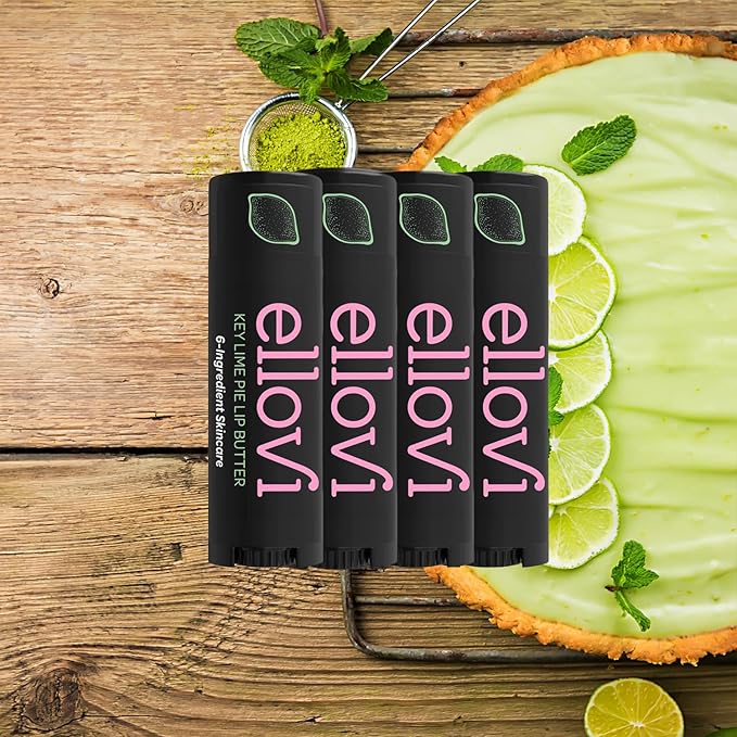 Natural Lip Butter Lip Balm - Key Lime - Pure Enough to Eat - Made With Just 6 Vegan Ingredients - Moisturizing Lip Care for All Day Hydration (4-Pack)-VivaGrace Women