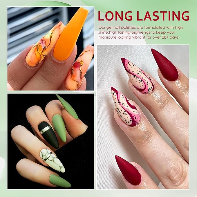 MEET ACROSS 12pcs Gel Nail Polish Set,Soak Off UV LED Lamp Gel Nail Polish Kit,Fashion Shimmer Nail Art Design Gifts for Women Manicure Salon (autumn scenery)