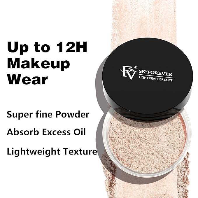 FV Baking Powder, Lightweight Loose Smooth Nature Setting Powder Highlighter Poreless Longwearing Matte Waterproof Oil Absorb Makeup Powder for Setting with No Flashback 0.35oz(10g)-VivaGrace Women
