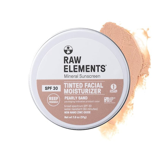Raw Element Ultra-Moisturizing Tinted Face Cream, Non Toxic Mineral Face Sunscreen, Daily Tinted Moisturizer, Non-Nano Zinc Oxide, Reef Friendly, All Ages, SPF 30, 1.8 oz, Pearly Sand, Pack of 1-VivaGrace Women