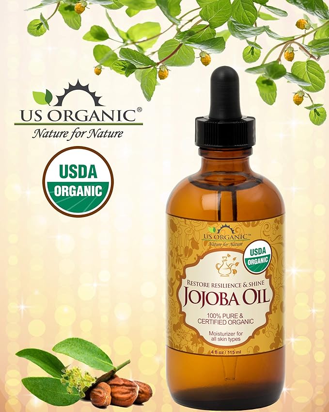 US Organic Jojoba Oil, USDA Certified Organic,100% Pure & Natural, Cold Pressed Virgin, Unrefined, Haxane Free, Sourced from Middle East Directly (Medium (4oz, 115ml))-VivaGrace Women