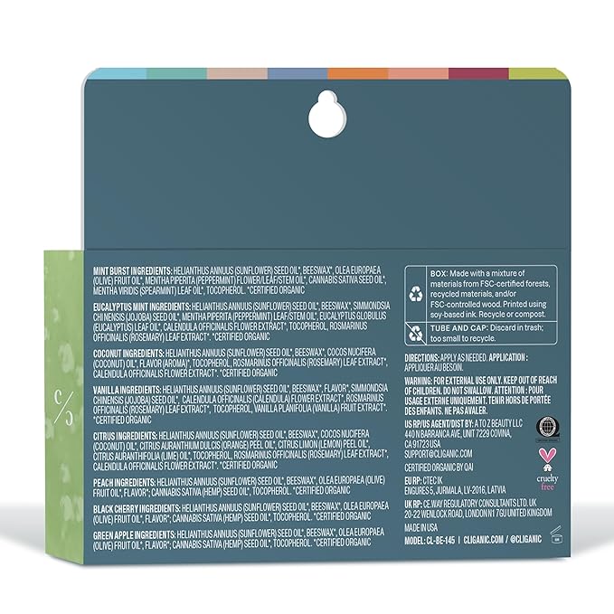 Cliganic Organic Lip Balm Set (Fresh Picked, 8 Flavors) - 100% Natural Moisturizer for Cracked & Dry Lips-VivaGrace Women