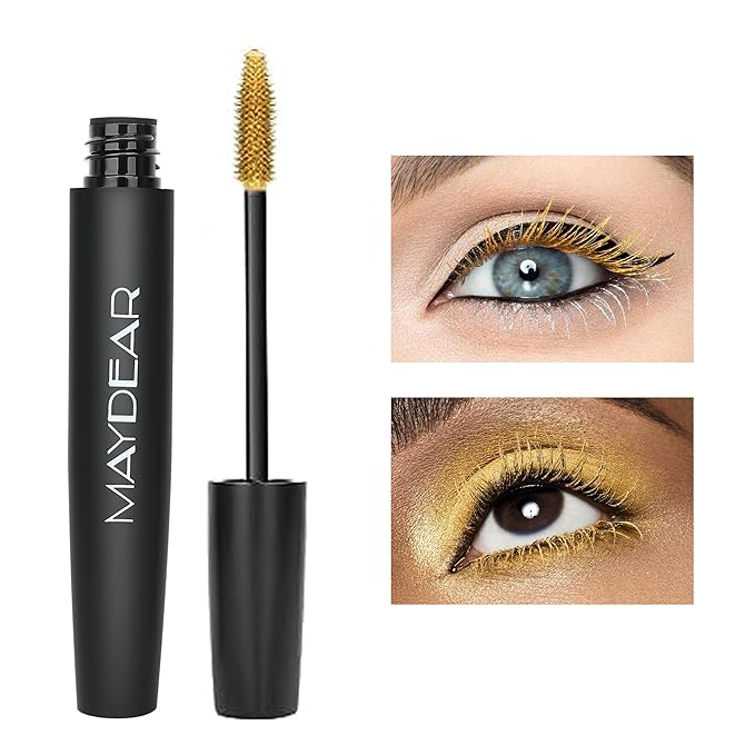 Maydear Gold Waterproof Colored Mascara - Long Lasting, Smudgeproof, Fast Dry, Lengthening Eye Makeup for Women - Party & Stage Use-VivaGrace Women