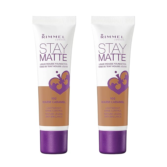 Rimmel, Stay Matte Foundation, Warm Caramel 2 Count (Pack of 1)-VivaGrace Women