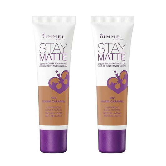 Rimmel, Stay Matte Foundation, Warm Caramel 2 Count (Pack of 1)-VivaGrace Women