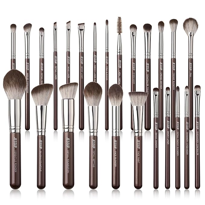 Jessup Makeup Brushes Set Professional 25pcs Premium Synthetic Make up Brushes for Foundation Eyeshadow Blending Concealer Blush Contour Bronzer Eyeliner Eyebrow, Shimmer Brown T511-VivaGrace Women