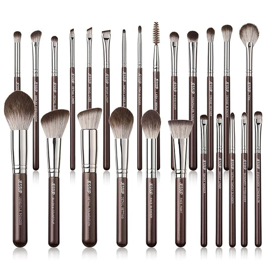 Jessup Makeup Brushes Set Professional 25pcs Premium Synthetic Make up Brushes for Foundation Eyeshadow Blending Concealer Blush Contour Bronzer Eyeliner Eyebrow, Shimmer Brown T511-VivaGrace Women