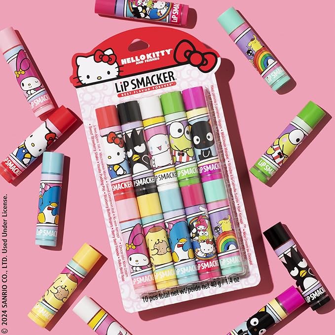 Lip Smacker Sanrio Hello Kitty & Friends Pack - 10 Moisturizing Lip Balms, Clear Matte, Hydrating & Protecting - Cruelty-Free-Hello Kitty-VivaGrace Women