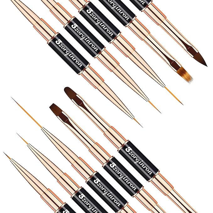 Nail Art Bushes Set, Professional 5Pcs Double-Ended Nail Brush Kit for Details, Long Lines, Ombre & 3D Design-Perfect for DIY Manicures & Salons (Black)-VivaGrace Women