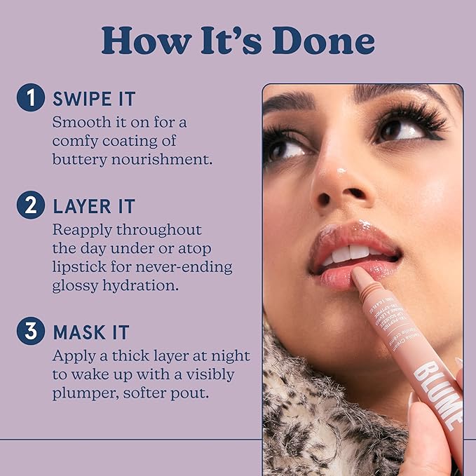 Blume Tri-Peptide Vanilla Lip Balm - Superbalm Lip Moisturizer with Shea Butter and Squalane to Deeply Hydrate & Heal Dry, Cracked Lips - Cruelty Free & Vegan Lip Plumper (0.4 Fl Oz)-VivaGrace Women