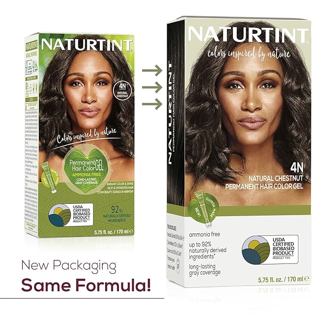 Naturtint 4N Natural Chestnut Permanent Hair Color (Pack of 1), Ammonia Free, Vegan, Cruelty Free, up to 100% Gray Coverage, Long Lasting Results (Packaging may vary)-VivaGrace Women