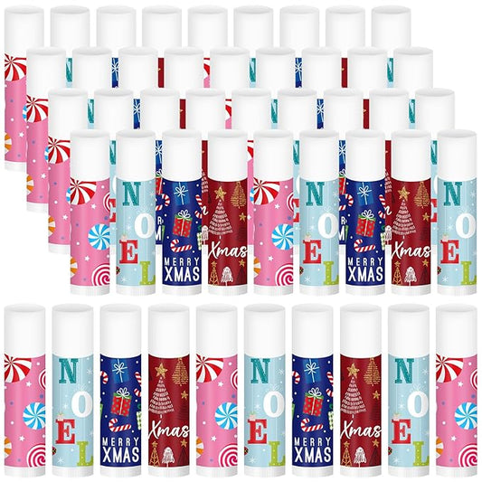 Sosation 80 Pcs Christmas Flavored Lip Balm Bulk Christmas Stocking Gift Set Holiday Celebrate Lip Balm Stick Beauty Care-VivaGrace Women