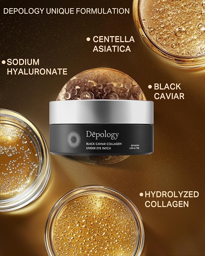 depology Black Caviar Under Eye Patches (30 Pairs), Anti-aging Hydrating Eye Mask for Wrinkles, Fine lines, Skincare with Hyaluronic Acid & Cica, Beauty & Personal Care-VivaGrace Women
