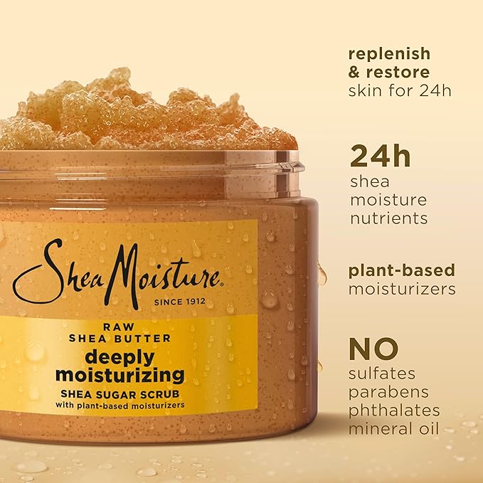 SheaMoisture Shea Sugar Body Scrub For Moisturize And Restore Dry Skin Raw Shea Butter Deeply Moisturizing Body Scrub With 24h Shea Moisture Nutrients 12 oz-VivaGrace Women