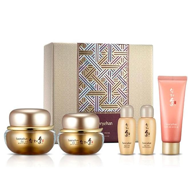 Sooryehan Boyun Luxury Korean Skin Care Gift Set (155ml/5.24 Fl Oz) - Red Ginseng Toner, Emulsion, Cleansing Foam & Moisturizer Cream by LG BEAUTY. Red Ginseng.-VivaGrace Women