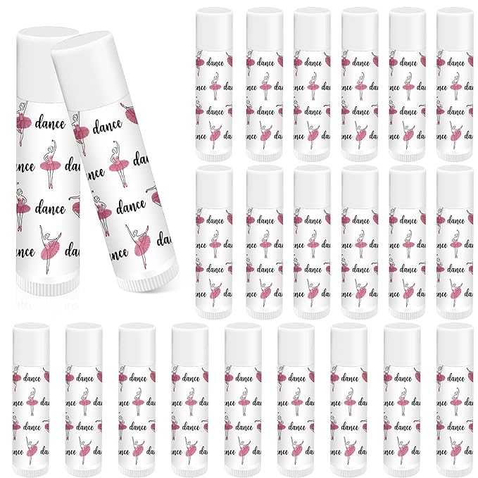 24 Pack Dance Theme Ballet Lip Balms Bulk Moisturizing Lip Balms Back To School Gift Ballet Gifts Lip Balm Christmas Thanksgiving Day Dance Party Thanks Gift for Dancer Girl Woman-VivaGrace Women