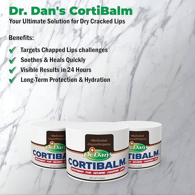 Dr. Dan's Cortibalm Jar - 1 Pack - for Dry Cracked Lips - Healing Lip Balm Jar for Severely Chapped Lips - Designed for Men, Women and Children -VivaGrace Women