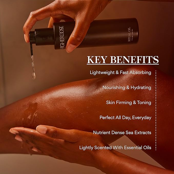 HigherDOSE Ritual Oil - Ayurvedic Daily Nourishing Body Oil for Dry Skin - Moisturizing Body Oil Enriched with Sea Buckthorn & Essential Oils to Deliver Nourished, Toned & Glowing Skin (5 Fl Oz)-VivaGrace Women