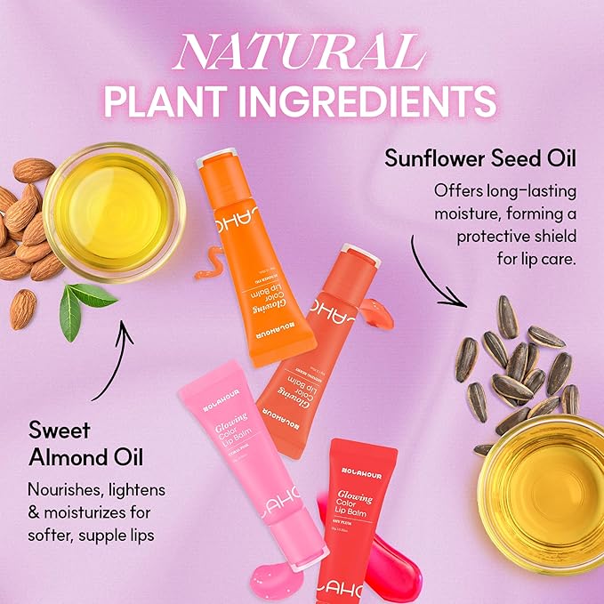 Glowing Color Lip Balm 0.35 Oz| Hydrating Lip Balm Lip Gloss for Girls | Vegan Lip Balm & Lip Plumping Gloss | Lip Glowy Balm & Lip Care for Dry Lips | Moisturizing Lip Balm Summer Fig-VivaGrace Women