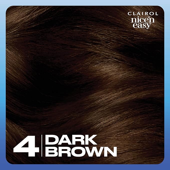 Clairol Nice'n Easy Permanent Hair Dye, 4 Dark Brown Hair Color, Pack of 3-VivaGrace Women