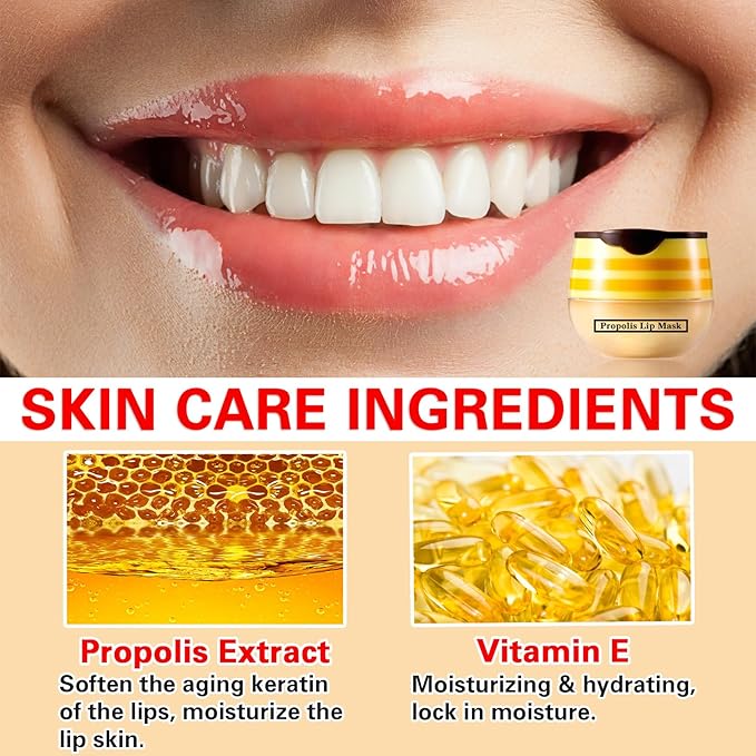 2 Pcs Lip Balm Honey Pot Lip Treatment Overnight Lip Sleeping Balm Strawberry Honey Pot lip Mask Moisturizing Exfoliating Prevent Dry & Cracked Diluting Lip Lines (Honey & Strawberry)-VivaGrace Women