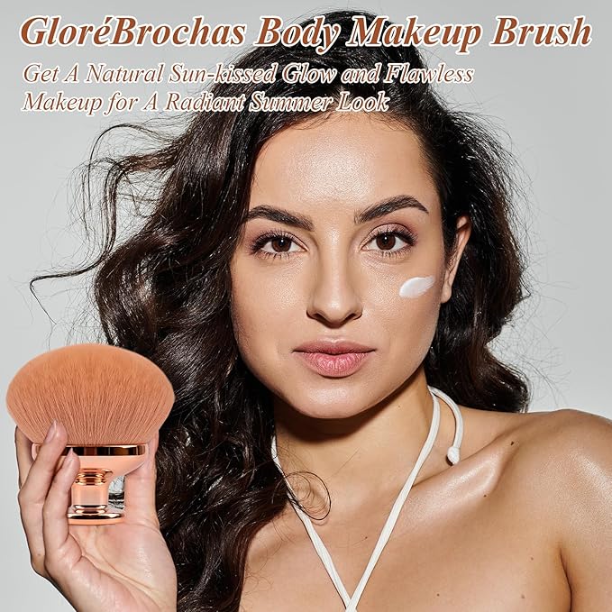 Blend & Blur Extra Large Body Makeup Brush for Self Tanner,GloréBrochas Leg Makeup & Bronzer Self Tan Applicator, 90MM Wide Round Head Kabuki Brush For Application (Rose-Gold)-VivaGrace Women