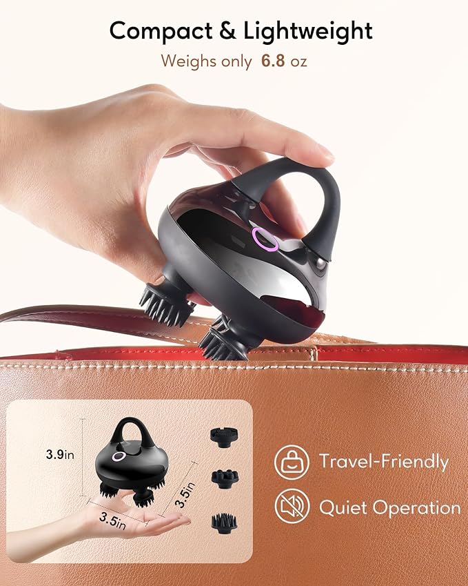 arboleaf Electric Scalp Massager Kneading Head Massager Scalp Stress Relax, Portable 6 in 1 Hair Massage with 12 Removable Massage Claws, Recharagable Head Stratcher, Gift for Mom Dad-VivaGrace Women