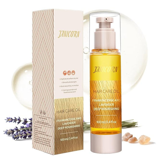 Leave-In Hair Oil with Frankincense & Lavender – Natural Essential Oil Aroma, Deep Nourishment & Frizz Control for Dry, Damaged Hair – Lightweight No-Rinse Oil, 3.4 fl oz (100ml)-VivaGrace Women
