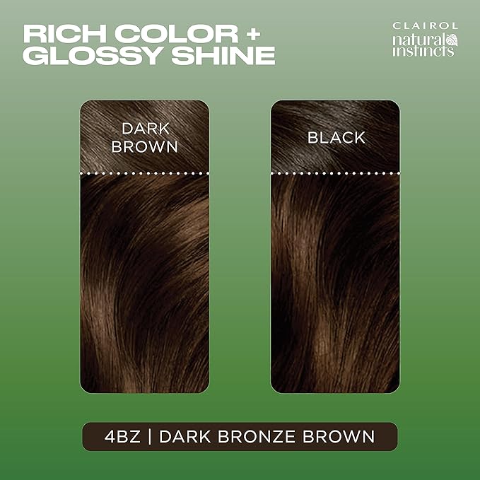 Clairol Natural Instincts Demi-Permanent Hair Dye, 4BZ Dark Bronze Brown Hair Color, Pack of 1-VivaGrace Women