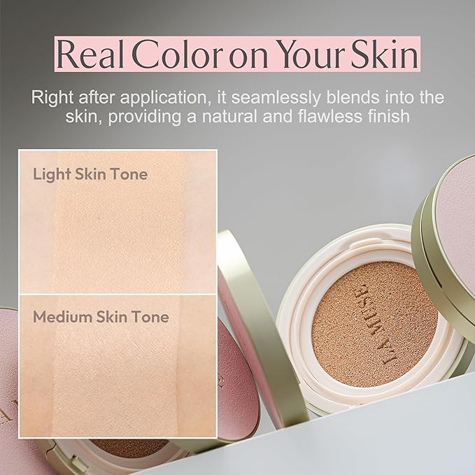LA MUSE Korean Cushion Foundation, #21 Light Beige(2 Packs) | Lightweight, Breathable but Perfect Blemish Cover for Summer | Long-Lasting, Korean Foundation with Radiant Dewy Finish | Skin Hydrating-VivaGrace Women