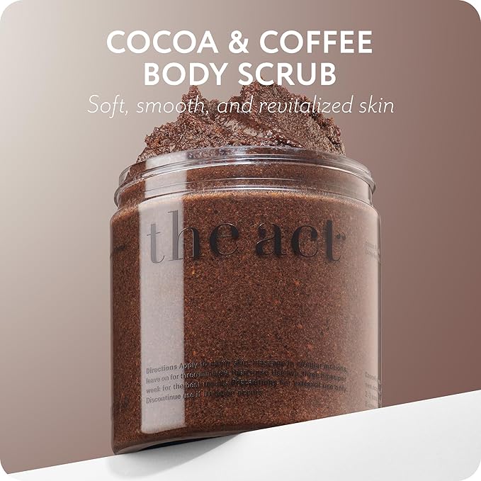 THE ACT Coffee Body Scrub with Salt & Cocoa – Exfoliating Scrub for Cellulite, Stretch Marks, Ingrown Hair – Organic Moisturizing Body Scrub with Vitamin E & Menthol – Gift for Women & Men, 10.58 Oz-VivaGrace Women