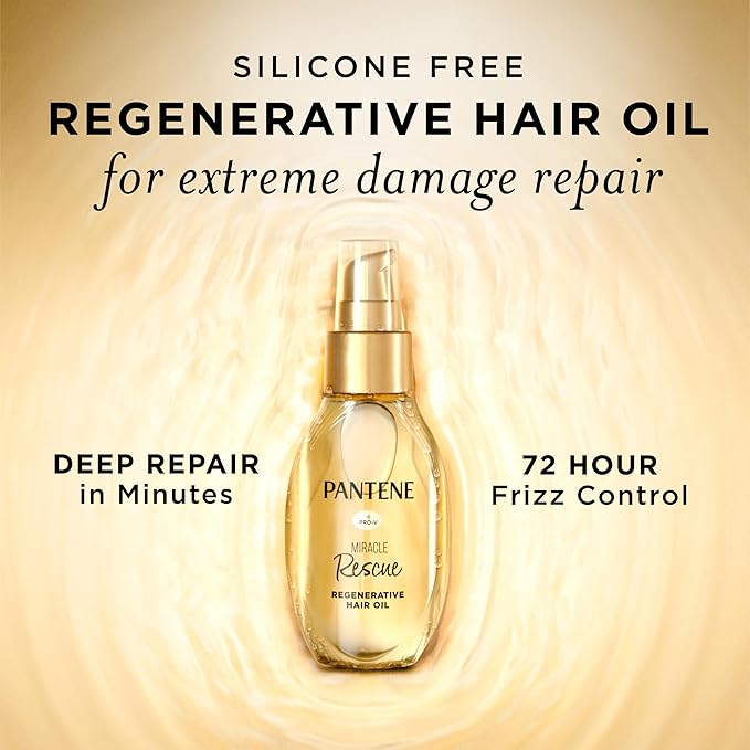 Pantene Miracle Rescue Regenerative Hair Oil - 2.0 FL Oz - Deep Repair Treatment for Dry & Damaged Hair