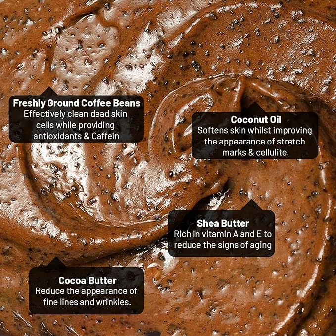 Cocoon Dak Lak Coffee Scrub Body, Exfoliating Body Scrub Organic with Coconut & Shea Butter, Dead Skin Remover for Body, Moisturizing Body for Sensitive Skin, Fragrance Free | Gift for Coffee Lovers-VivaGrace Women