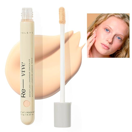 HALEYS Weightless Longwear Concealer (Fair - Neutral), Re-vive, Medium to Full Coverage, Gripping, Fast-setting, All-Day Wear, Spot Concealing, Brightens, Streak-free, Light-diffusing, V+CF-VivaGrace Women