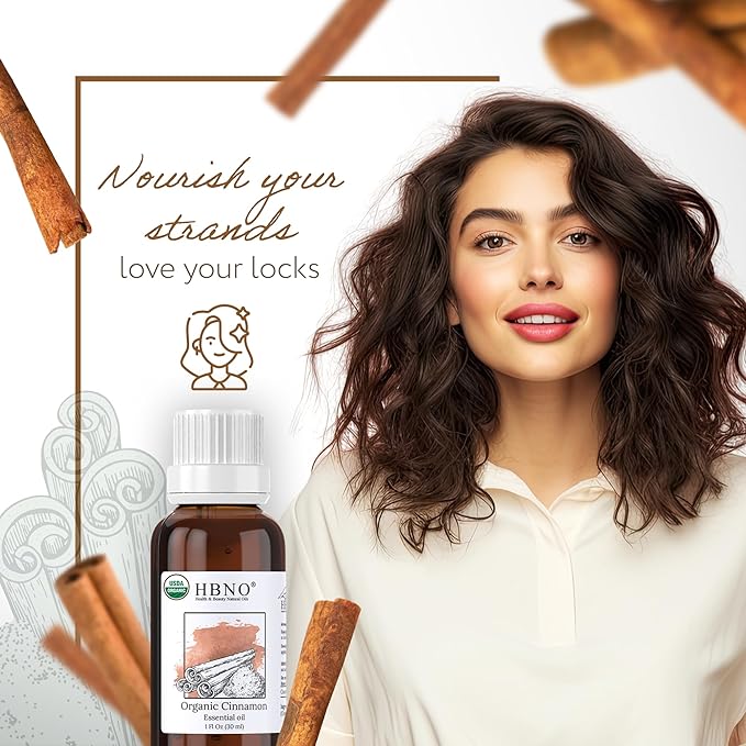 HBNO Organic Cinnamon Leaf Essential Oil - 1 oz (30ml) Travel Size - USDA Certified Organic Cinnamon Essential Oil, Perfect for Aromatherapy, Soap Making, DIY, Fragrances, Diffuser.-VivaGrace Women