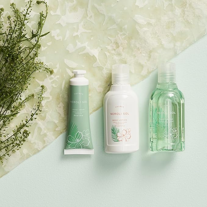 Thymes Travel Set and Beauty Bag - Contains Body Wash, Body Lotion & Hand Cream - Neroli Sol-VivaGrace Women