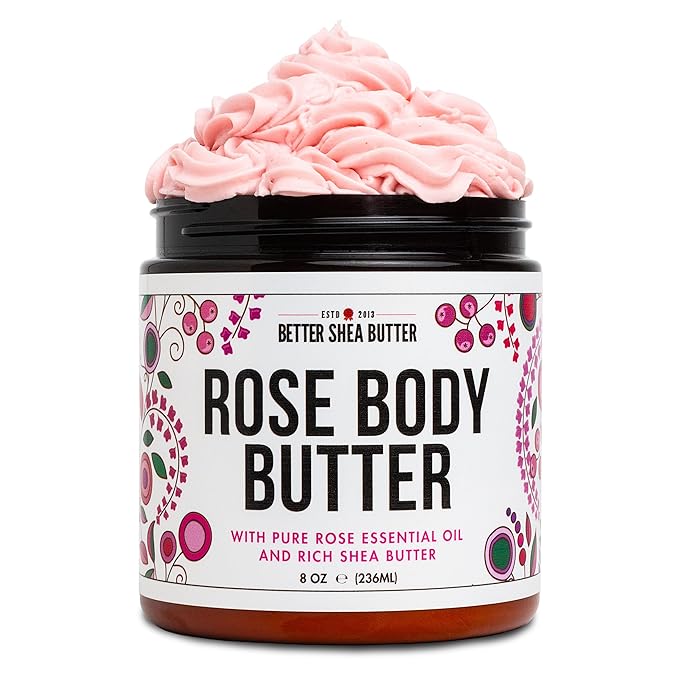 Rose Body Butter for Dry Skin with Whipped Shea Butter and Pure Essential Oil | Ultra Hydrating Rose Lotion for Women | All Natural Moisturizer with No Synthetic Fragrances-VivaGrace Women