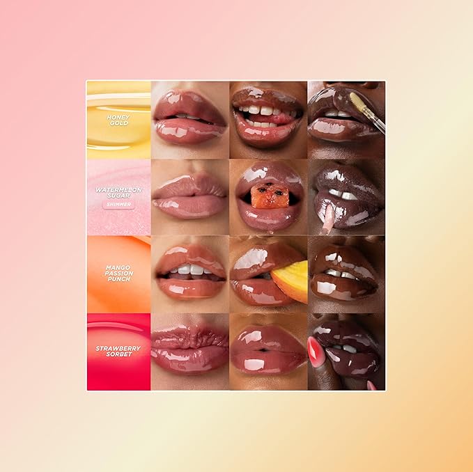 Gisou Honey Infused Hydrating Lip Oil, Nourishing Lip Moisturizer for Dry Lips, High Shine, Smooth Finish, Clear Pink Shimmer Shade, Fresh Watermelon Scent, Watermelon Sugar, 8ml-VivaGrace Women