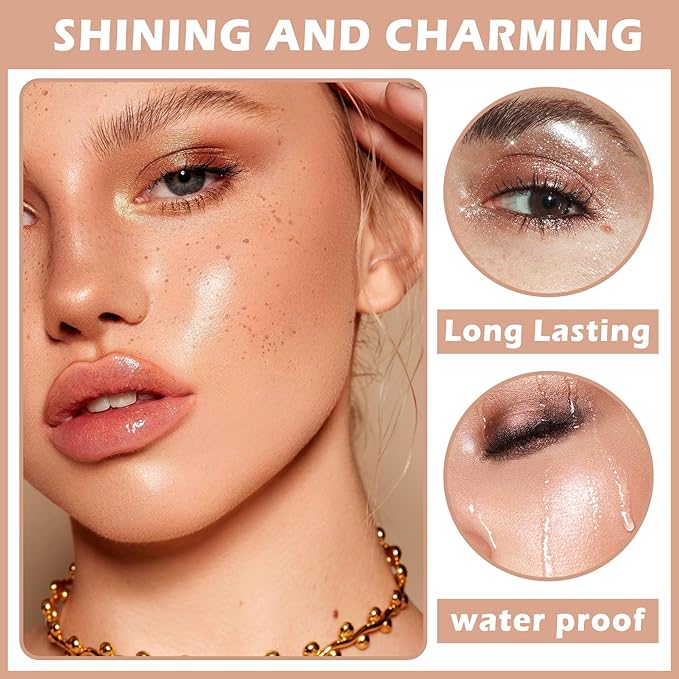 Body Hair Glitter Powder Highlighter Makeup Powder Polvo de Hadas Natural Enhance Facial Contours Lightweight Long-lasting Shimmer Face Body Makeup-Pearl White-VivaGrace Women