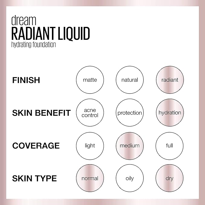 Maybelline Dream Radiant Liquid Medium Coverage Hydrating Makeup, Lightweight Liquid Foundation, Honey Beige, 1 Count-VivaGrace Women