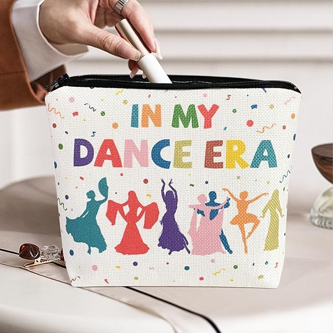 My Dance Era Canvas Zipper Cosmetic Bag, Small Makeup Bag for Women, Friends, Daughter, Sister for Dancers, Dancer Birthday Gifts for Girls (White)-VivaGrace Women