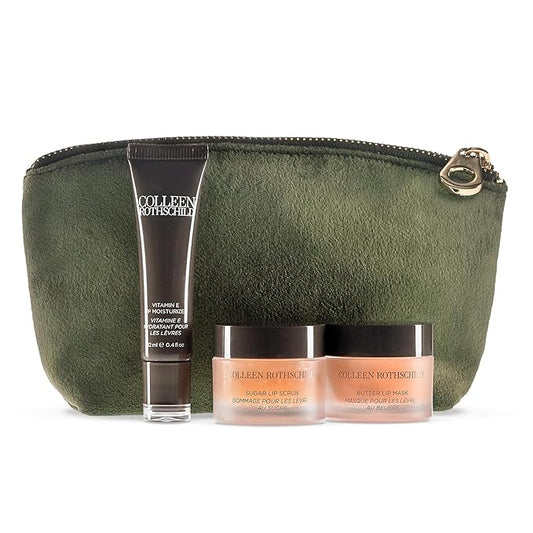 COLLEEN ROTHSCHILD Kiss & Tell Lip Care Trio | 4-Pc Set | Exfoliate, Hydrate & Protect | Flavor: Brown Sugar | Skincare for Your Lips (4 Count)-VivaGrace Women