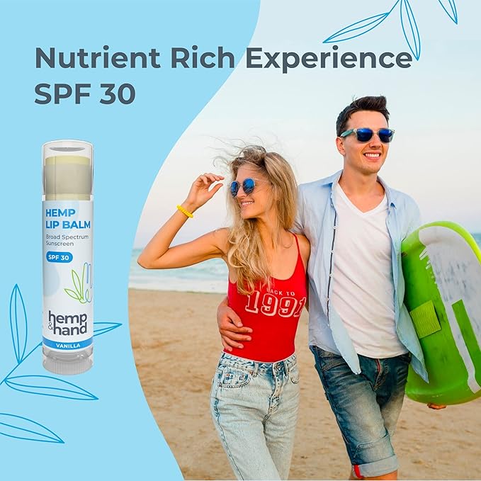 Organic Vanilla Hemp Lip Balm with Beeswax, Coconut Oil and Vitamin E - SPF 30 (2-Pack) - by Hemp and Hand-VivaGrace Women