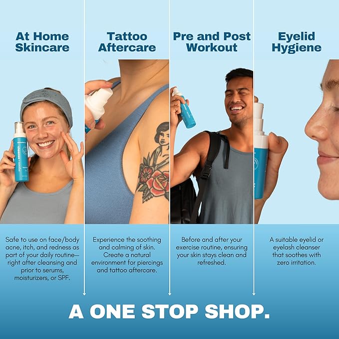 Hypochlorous Acid Spray – HOCl Face & Body Mist for Acne, Eczema & Irritation – Multi-Purpose Skin Repair – Eyelid Cleanser, Post-Workout/Procedure, Scalp & Sensitive Skin (2 oz+6.8 oz)-VivaGrace Women