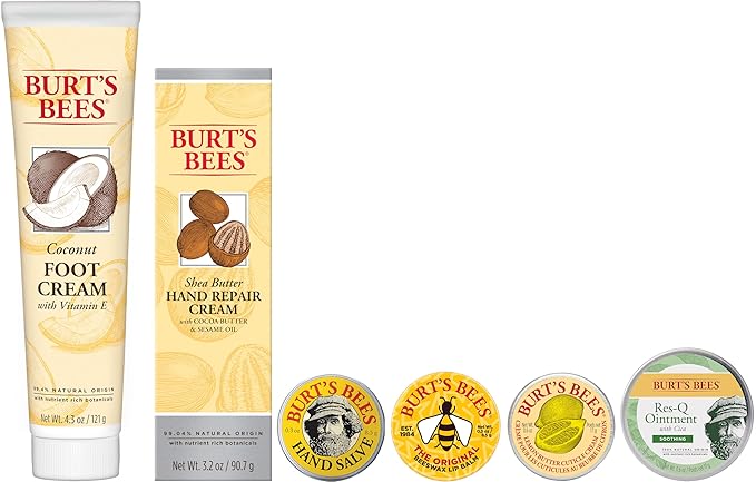 Burt's Bees Back to School Gifts Ideas, 6 Dorm Body Care College Dorm Products, Classics Set -Original Beeswax Lip Balm, Cuticle Cream, Hand Salve, Res-Q Ointment, Hand Repair Cream & Foot Cream-VivaGrace Women
