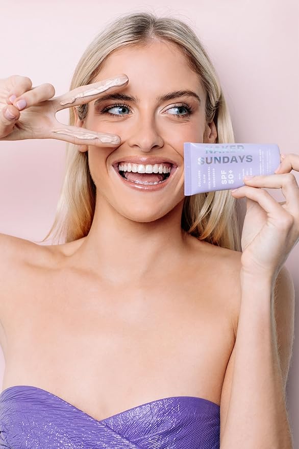 Naked Sundays SPF 50 Daily Facial Moisturizer, All-in-one Mineral Sunscreen, Face Lotion, Makeup Primer with Broad Spectrum UVA/UVB + Zinc Oxide, 50ml-VivaGrace Women