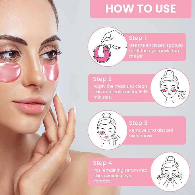 Under Eye Mask Under Eye Gels with Irish Sea Moss Bulgarian Rose and Hyaluronic Acid 60 Eye Gels (30 Pairs) Eye Masks for Men and Women-VivaGrace Women