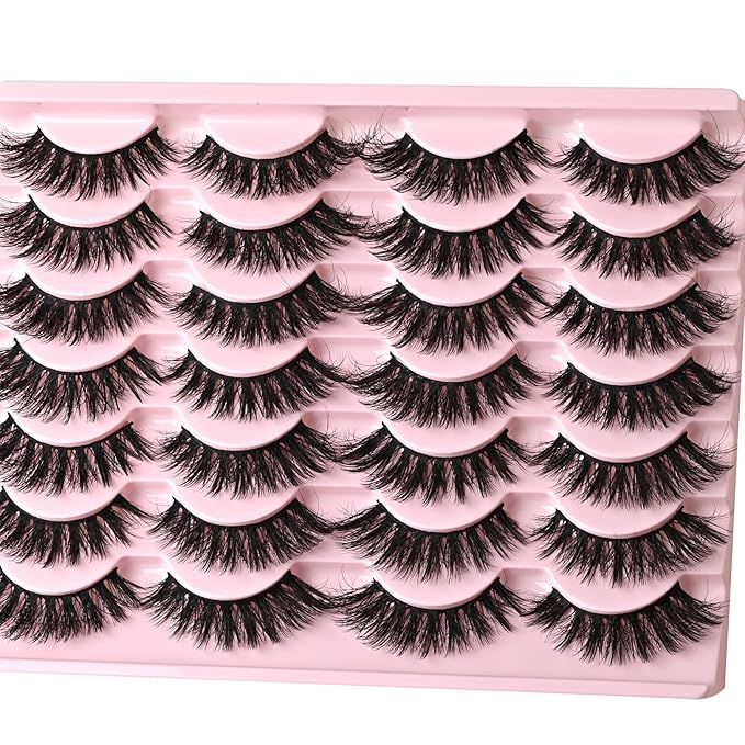 FARRED Cat Eye Lashes Fluffy False Eyelashes 14 Pairs Fake Eyelashes Natural Look Short Natural Lashes Cateye Lash Wispy Volume Eyelash Faux Mink Strip Lashes Pack for Daily Makeup (F27 | 9-17mm)-VivaGrace Women